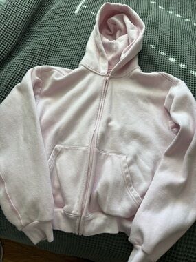 Skims Light Pink Zip-Up Hoodie